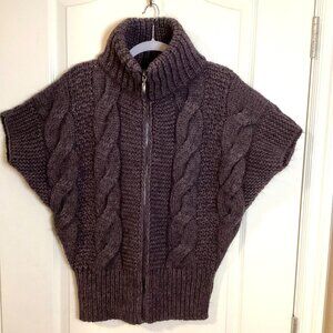 Elsamanda Women's Cable Knitted Chunky Cardigan Wool Alpaca Blend Warm Italy